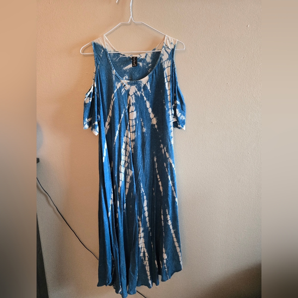 Sacred Threads Blue and White Cut Out Sundress